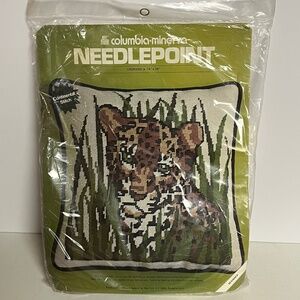 Columbia Minerva Leopard Needlepoint Pillow Kit Cat Jungle Continental Stitch